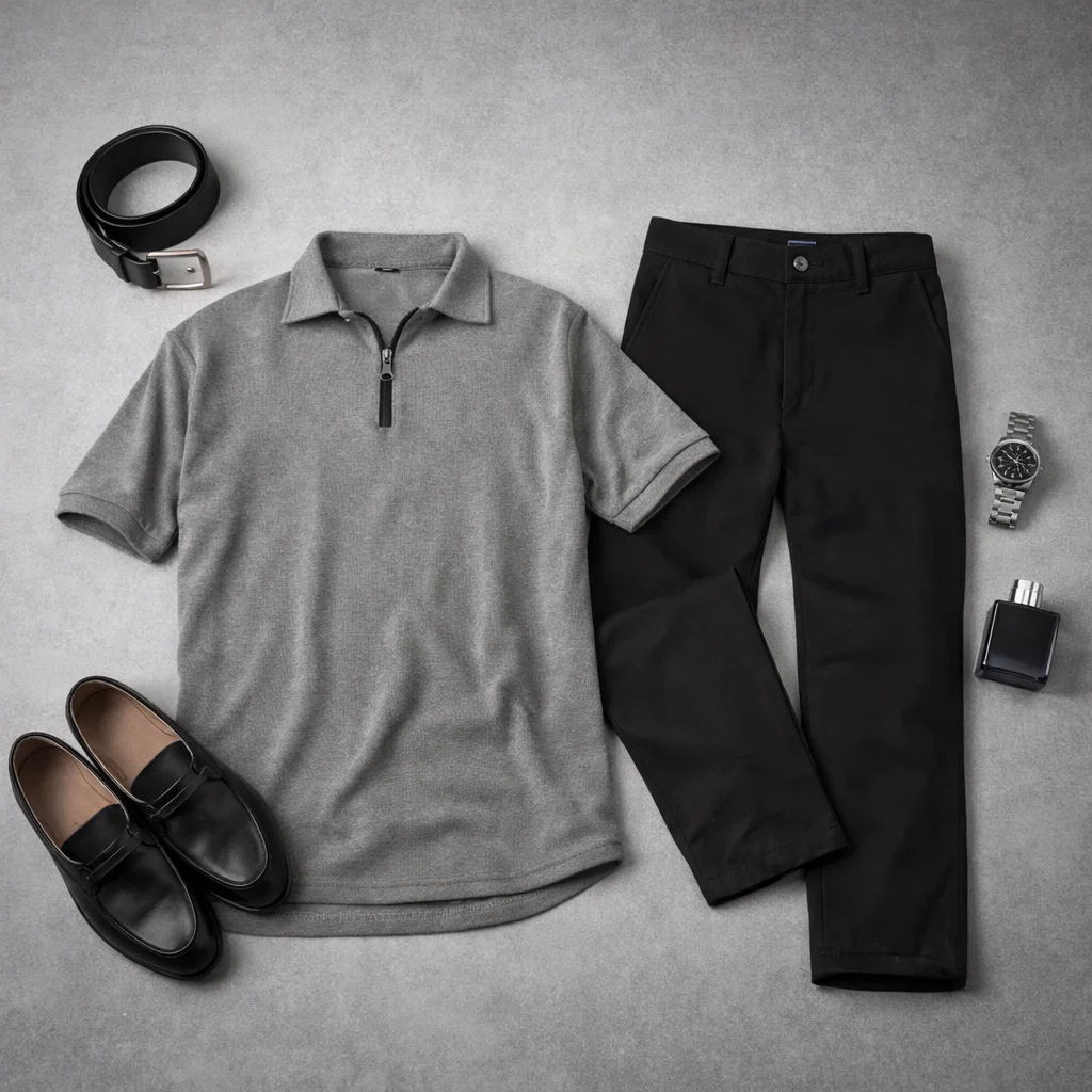 پکیج ست مردانه تیشرت نیم زیپ و شلوار مدل Omid